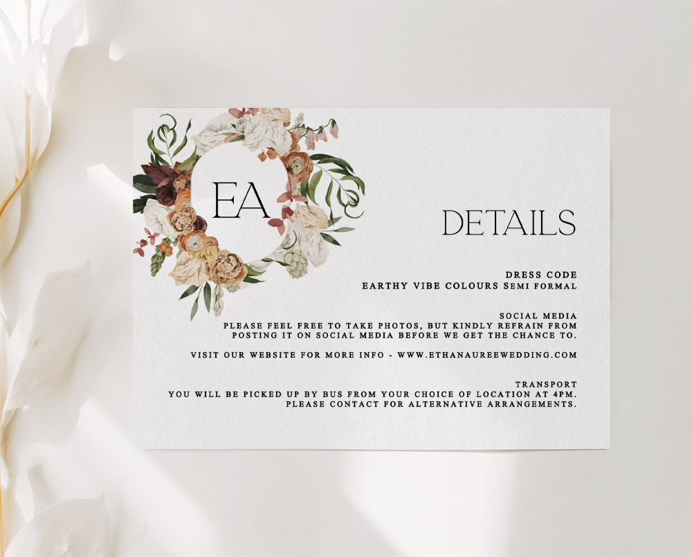 Rustic Wedding Details Card Template