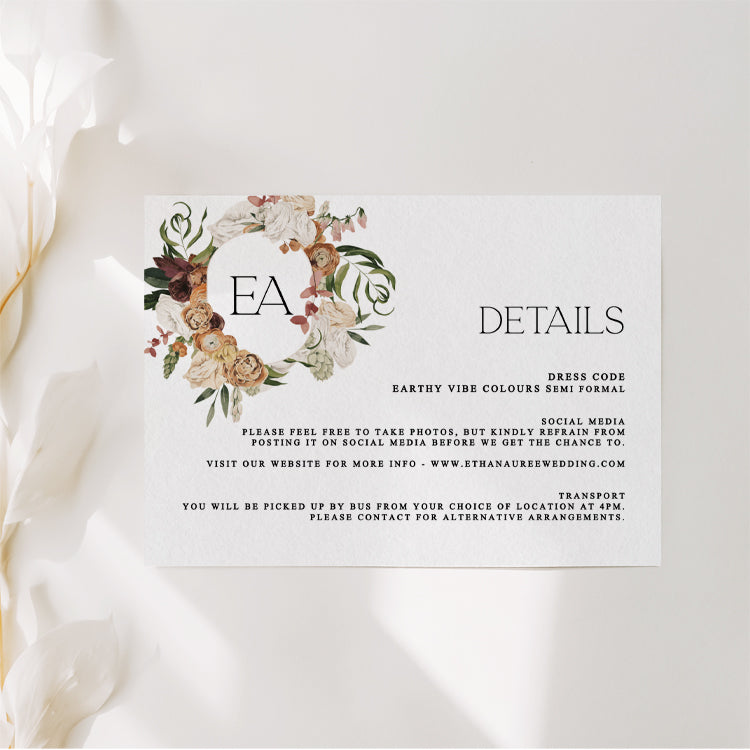 Rustic Wedding Details Card Template