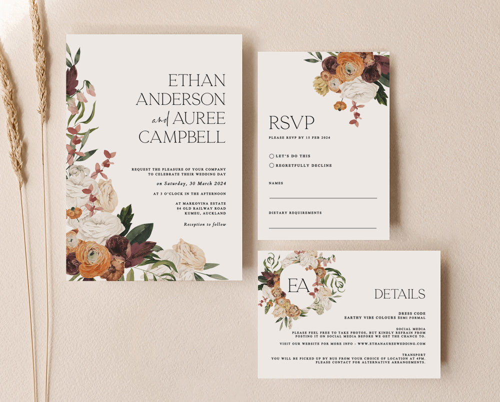 Rustic Wedding Invitation Set