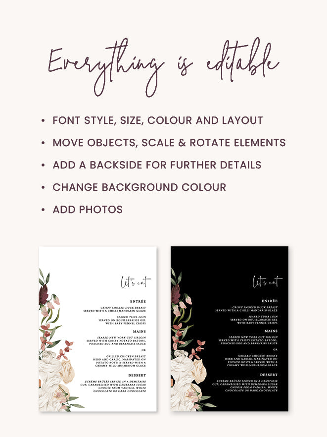 Rustic Wedding Menu Template