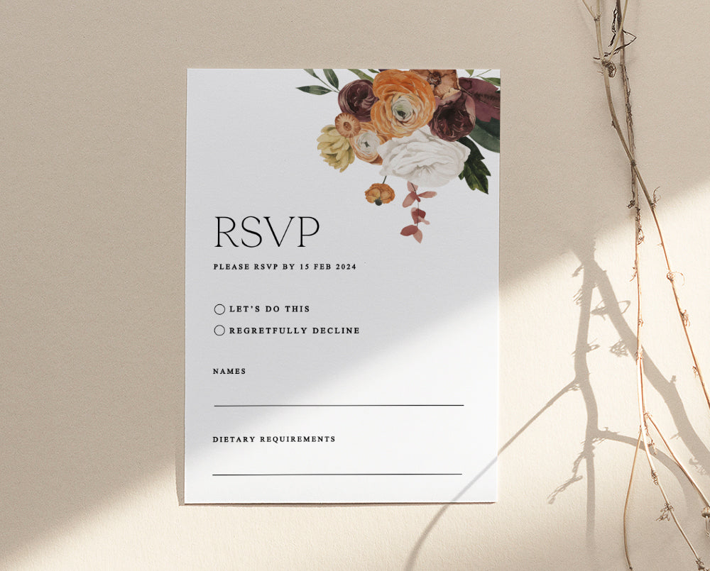 Rustic Wedding RSVP Card Template
