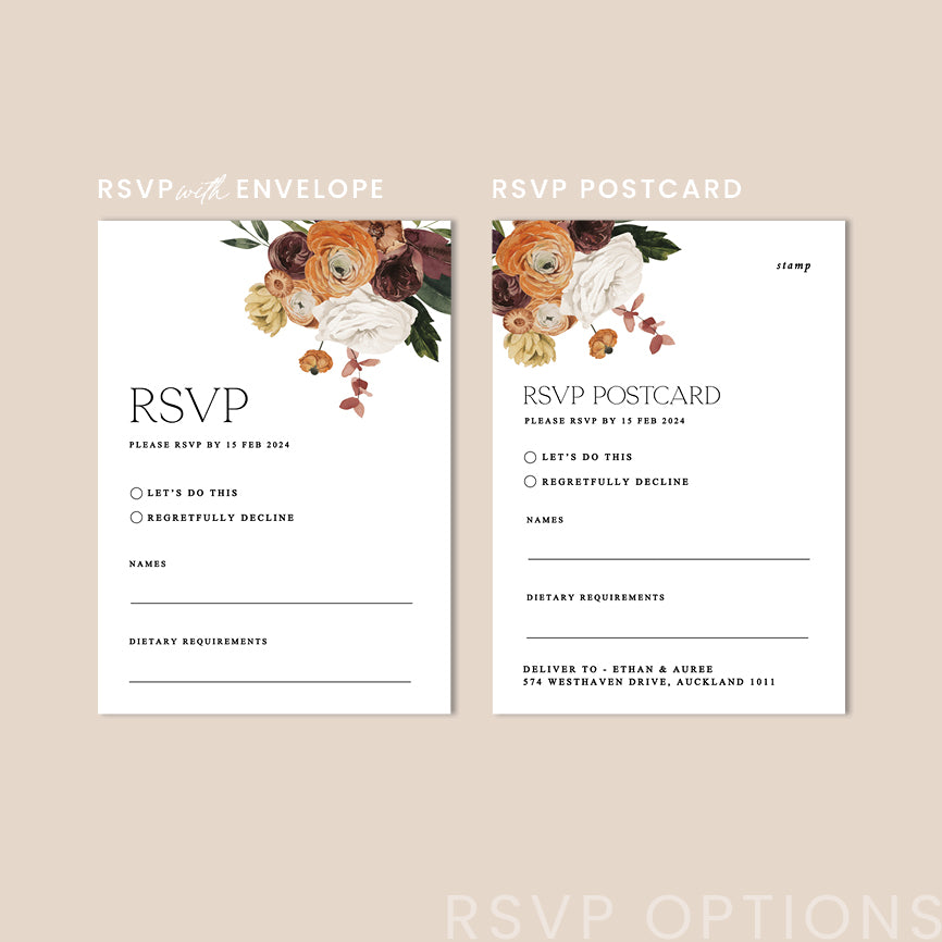 Rustic Wedding RSVP Card Template