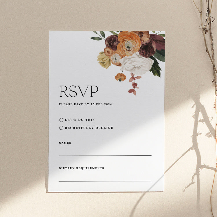 Rustic Wedding RSVP Card Template