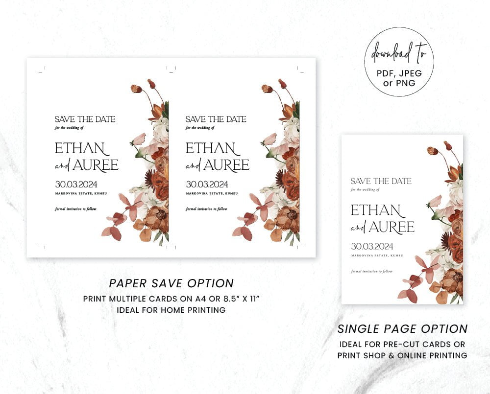 Rustic Wedding Save The Date Card Template
