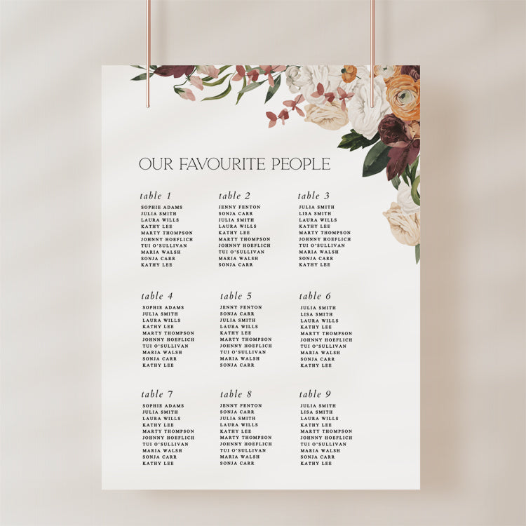 Rustic Wedding Seating Chart Template