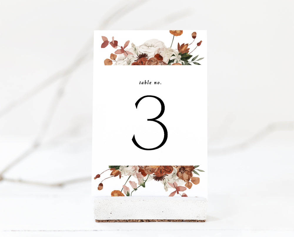 Rustic Wedding Table Number Card Template