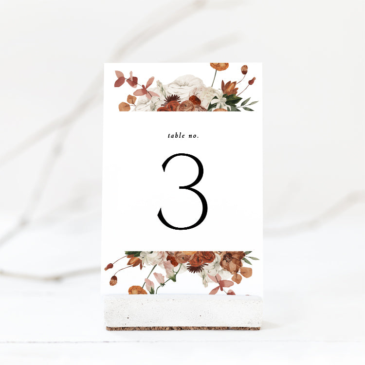 Rustic Wedding Table Number Card Template