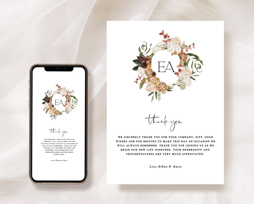Rustic Wedding Thank You Card Template