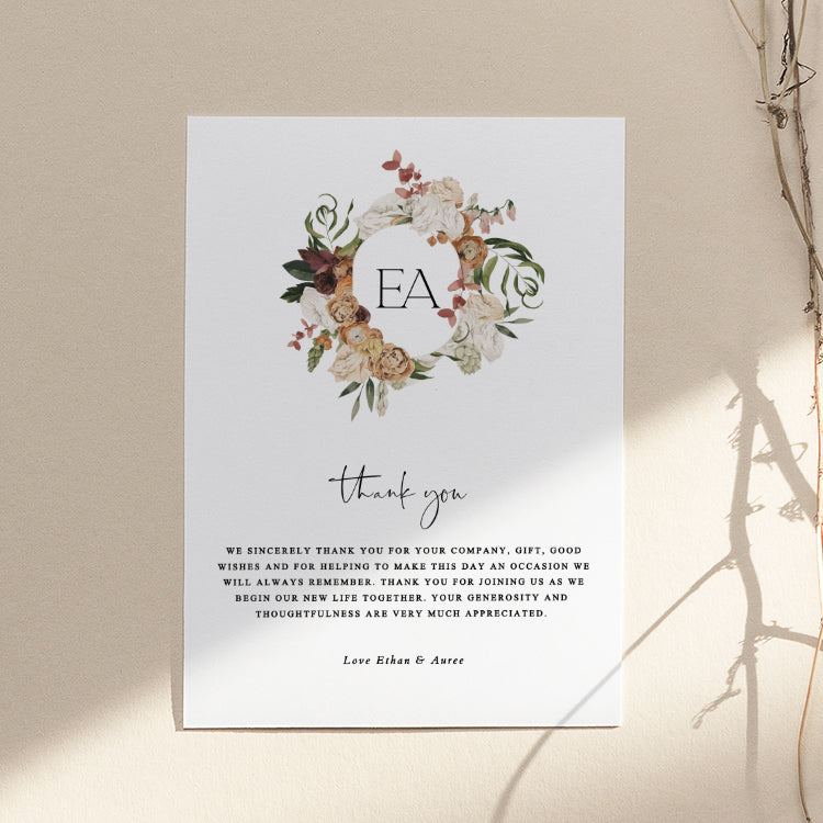 Rustic Wedding Thank You Card Template