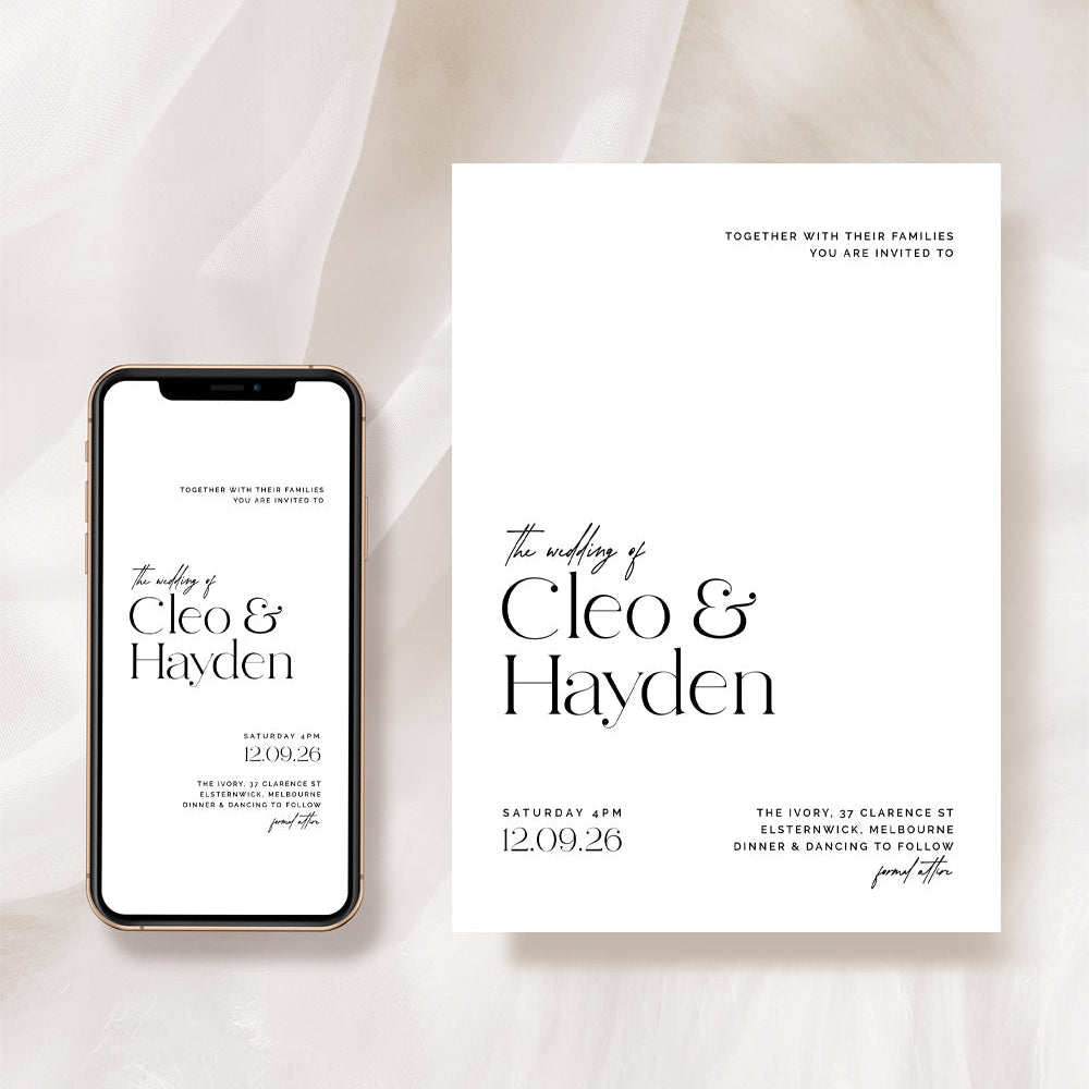 Simple Elegant Wedding Invitations & Signage Bundle