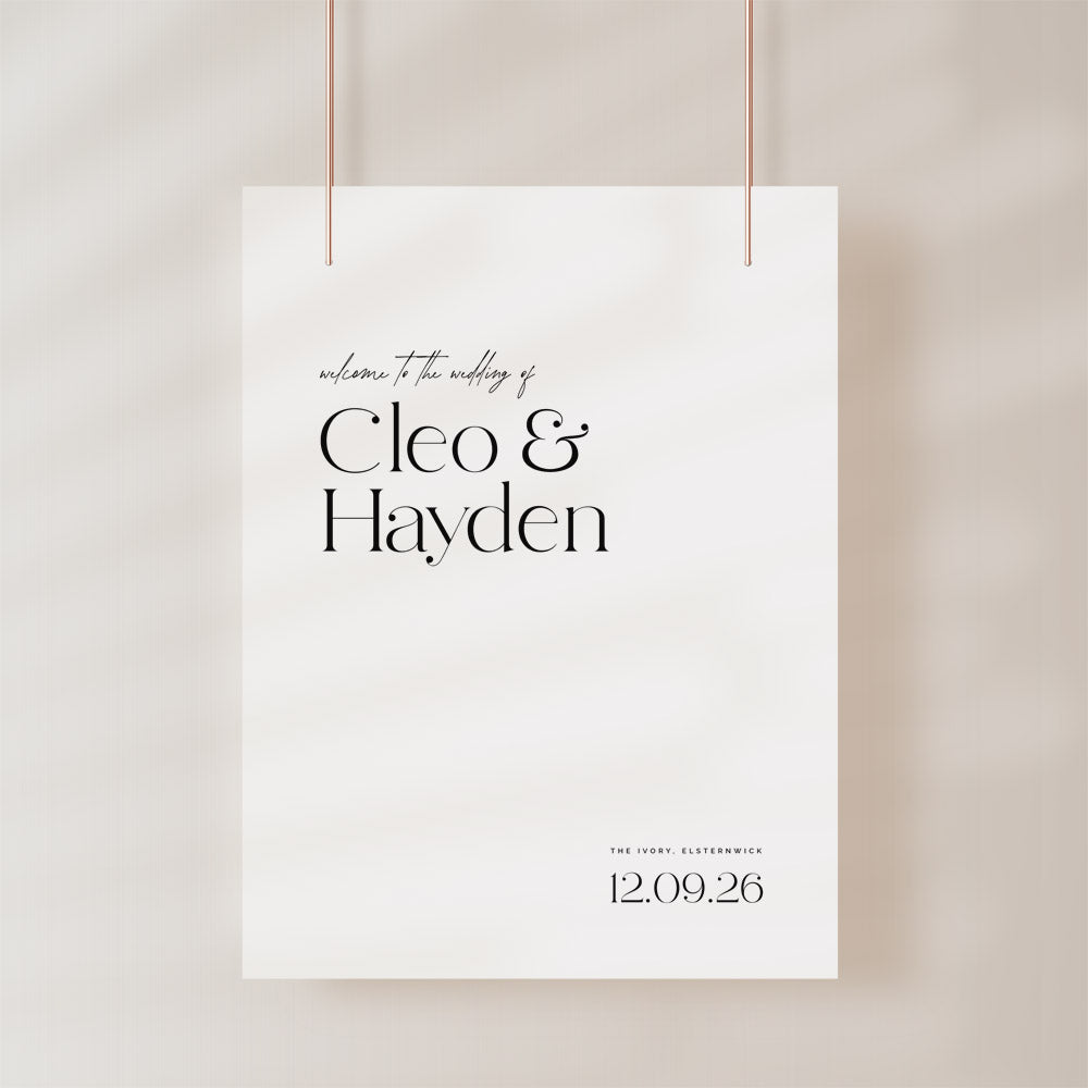 Simple Elegant Wedding Welcome Sign Template, AU | TWS