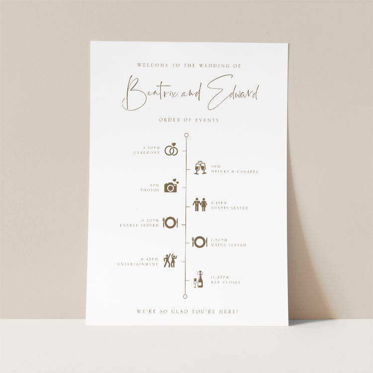 Simple Wedding Day Timeline Sign Template