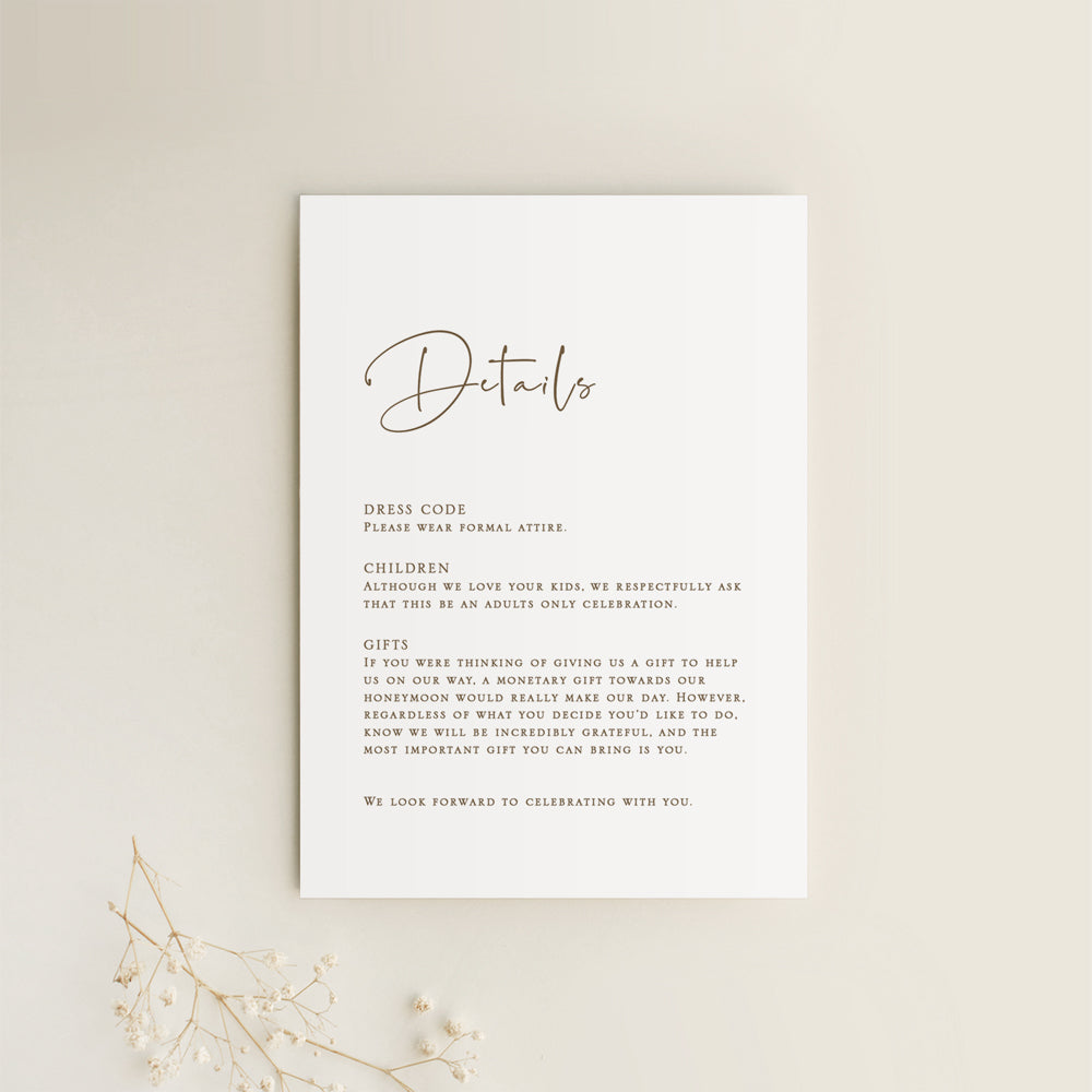 Simple Wedding Details Card Template