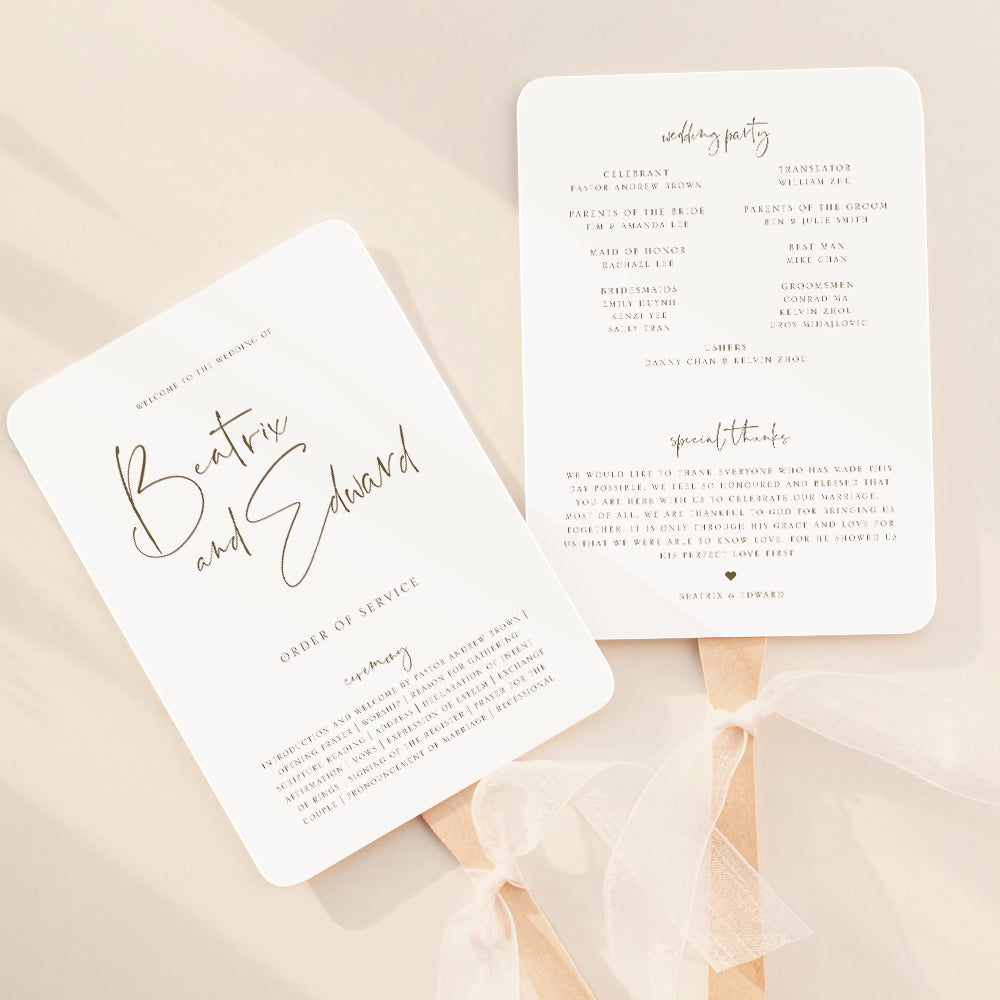 Simple Wedding Fan Program Template