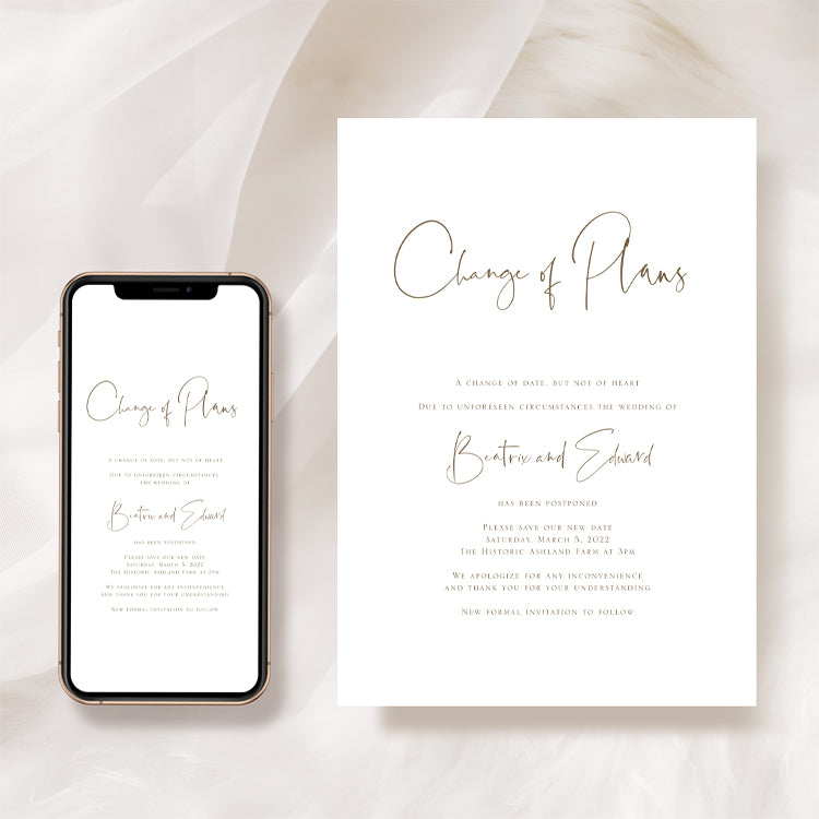 Simple Wedding Postponement Card Template