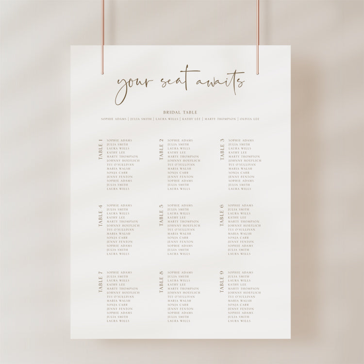 Simple Wedding Seating Chart Template