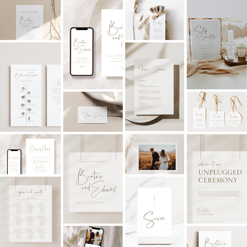 Simple Wedding Stationery & Signage Template Bundle