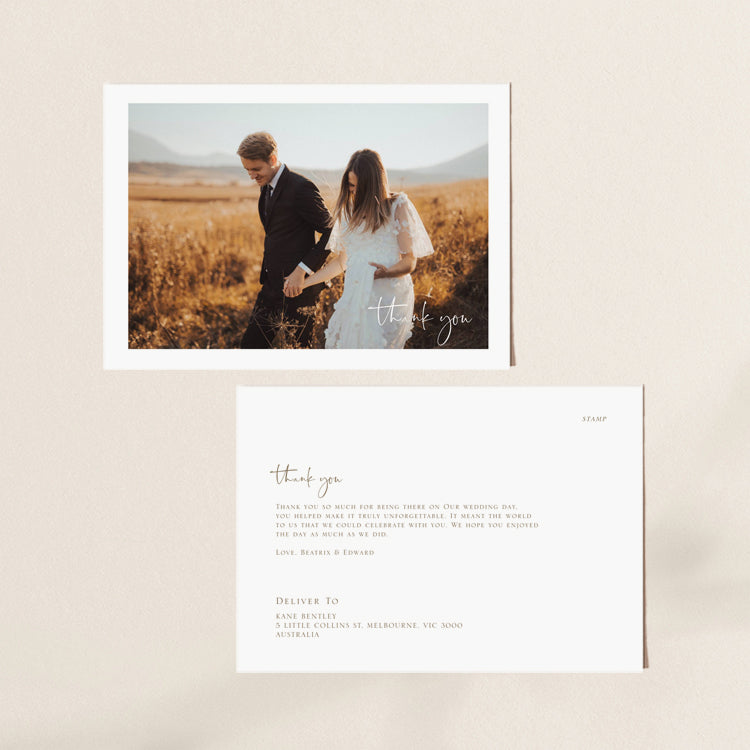 Simple Wedding Thank You Card Template