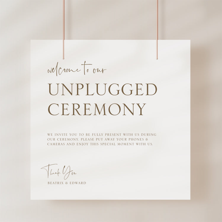 Simple Wedding Unplugged Ceremony Sign