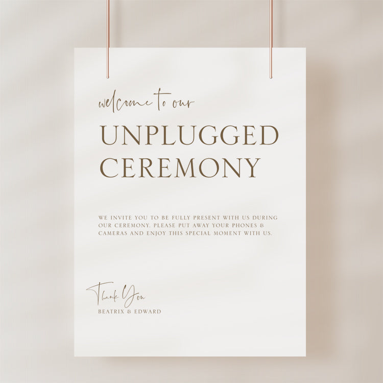 Simple Wedding Unplugged Ceremony Sign