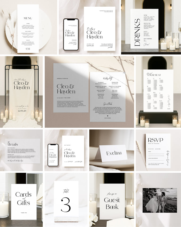 14 Simple Wedding Invitation & Signage Templates