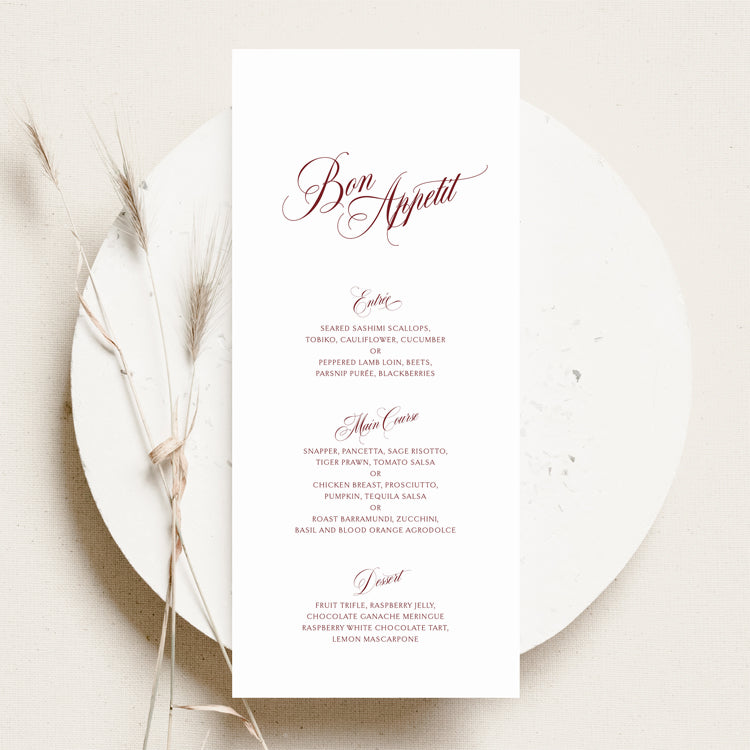 Victoria - Wedding Menu Cards