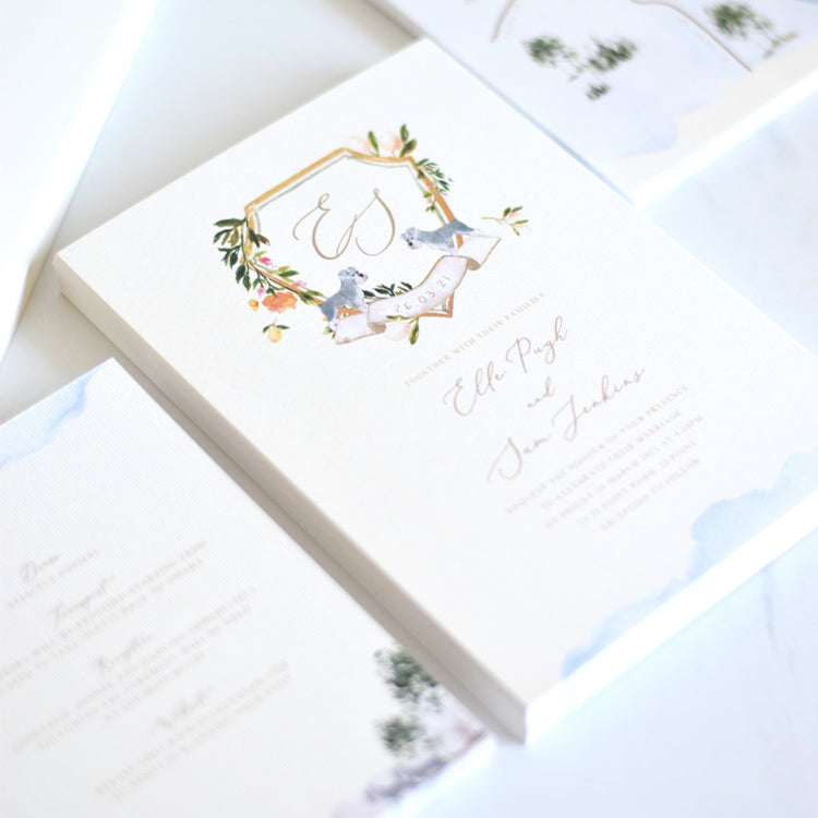 Watercolour Crest Wedding Invite