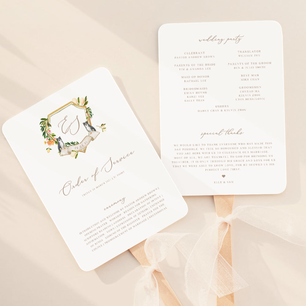 Watercolour Wedding Fan Program Template