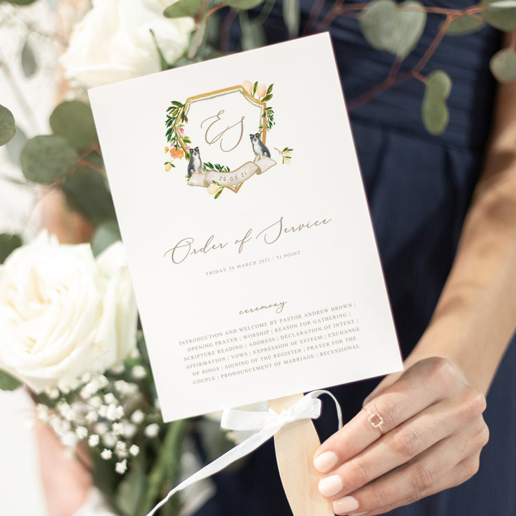 Watercolour Wedding Fan Program Template