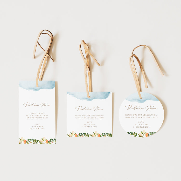 Watercolour Wedding Favour Tag and Sticker