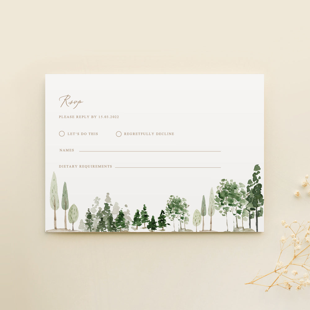 Watercolour Wedding RSVP Card Template