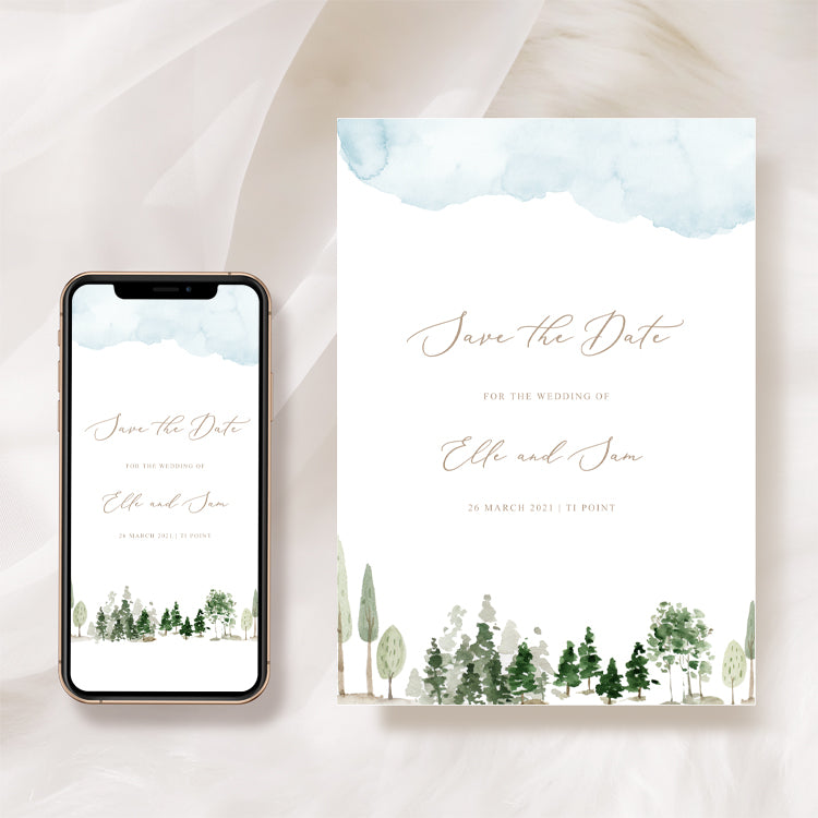 Watercolour Wedding Save The Date Card Template