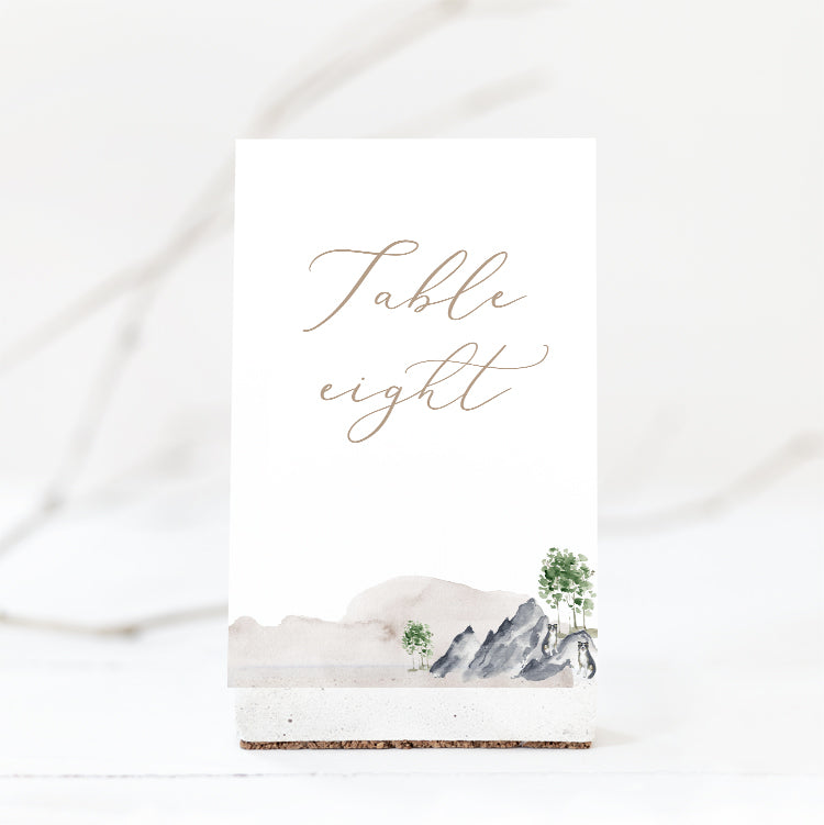 Watercolour Wedding Table Number Card Template