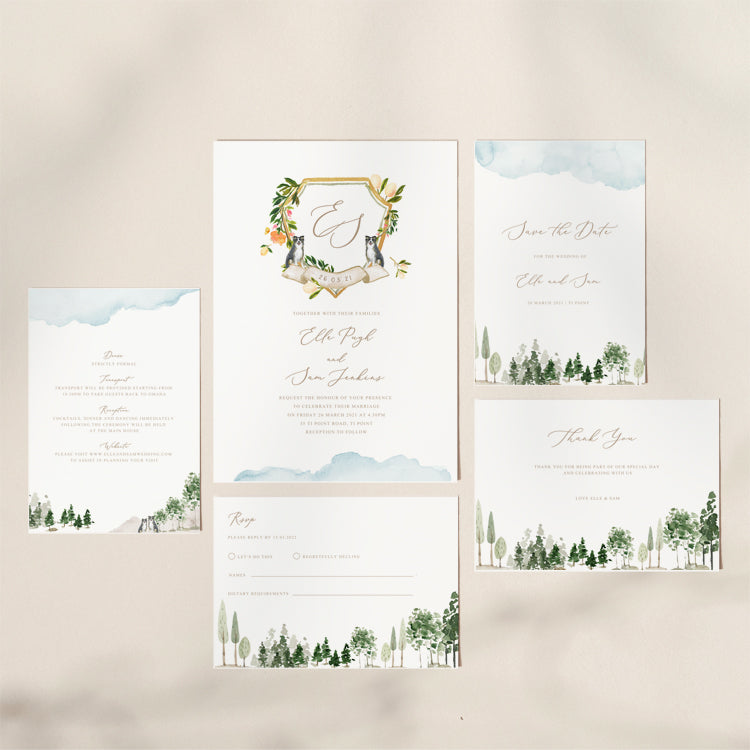 Watercolour Wedding Invitation Suite