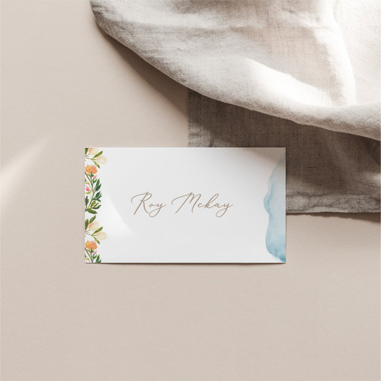 Watercolour Wedding Place Card Template