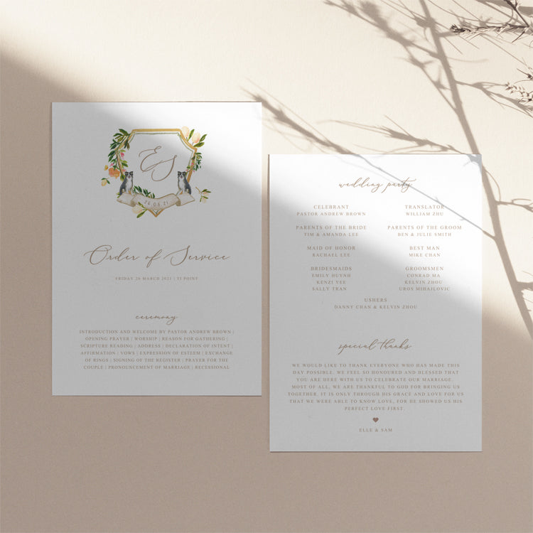 Watercolour Wedding Order of Service Template