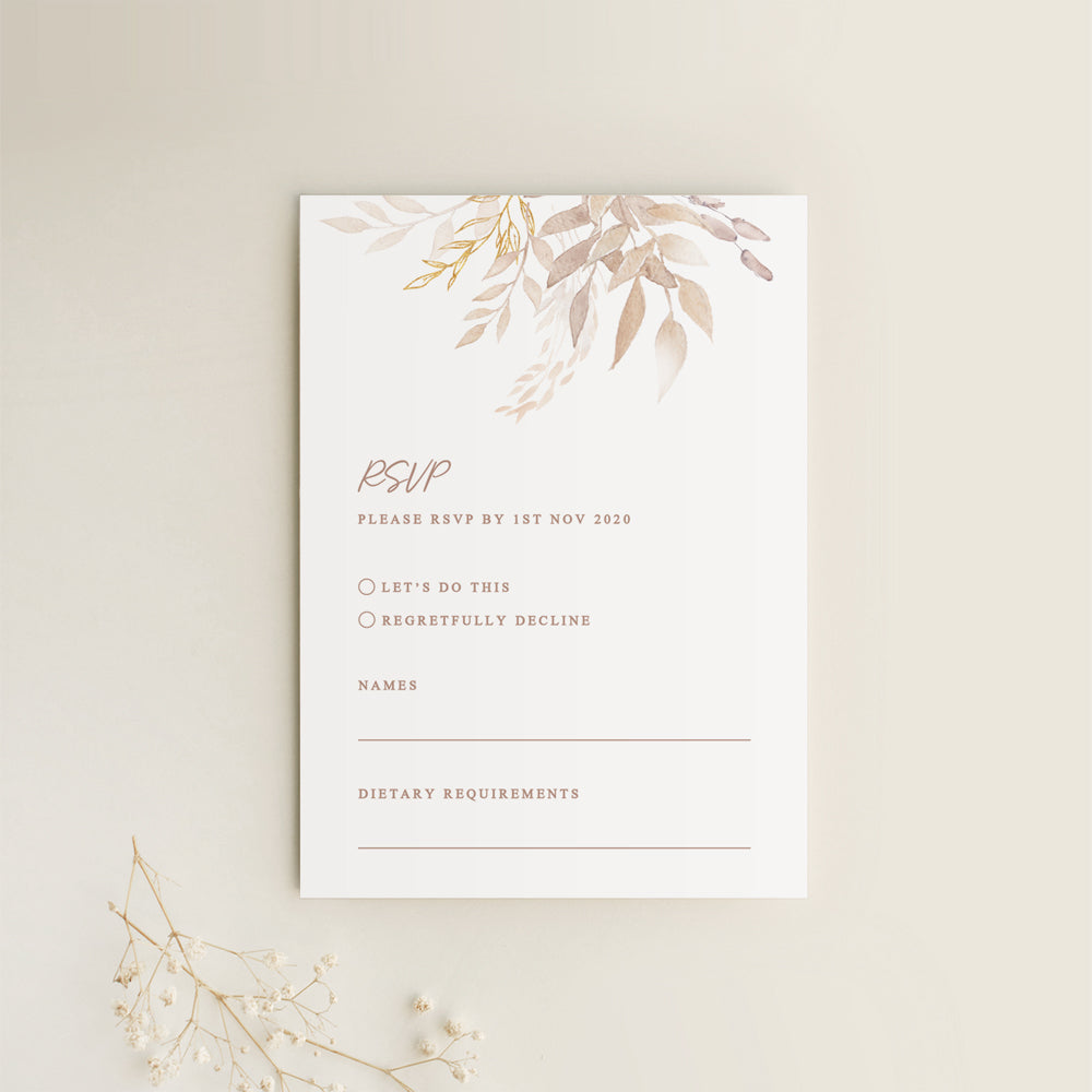 Boho Wedding RSVP Card Template