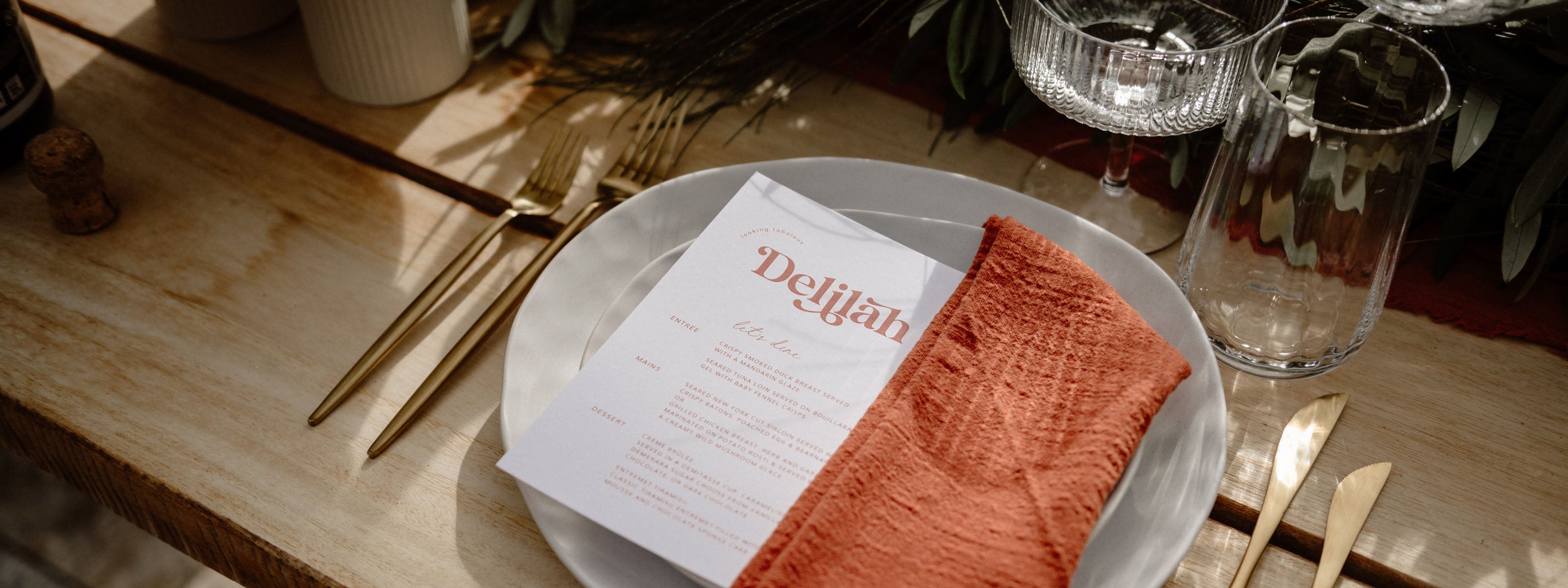 retro bohemian wedding menu