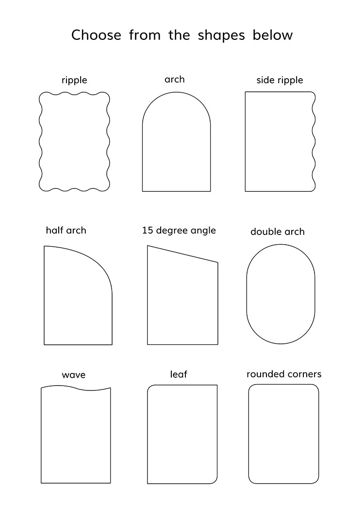 wedding menu shapes