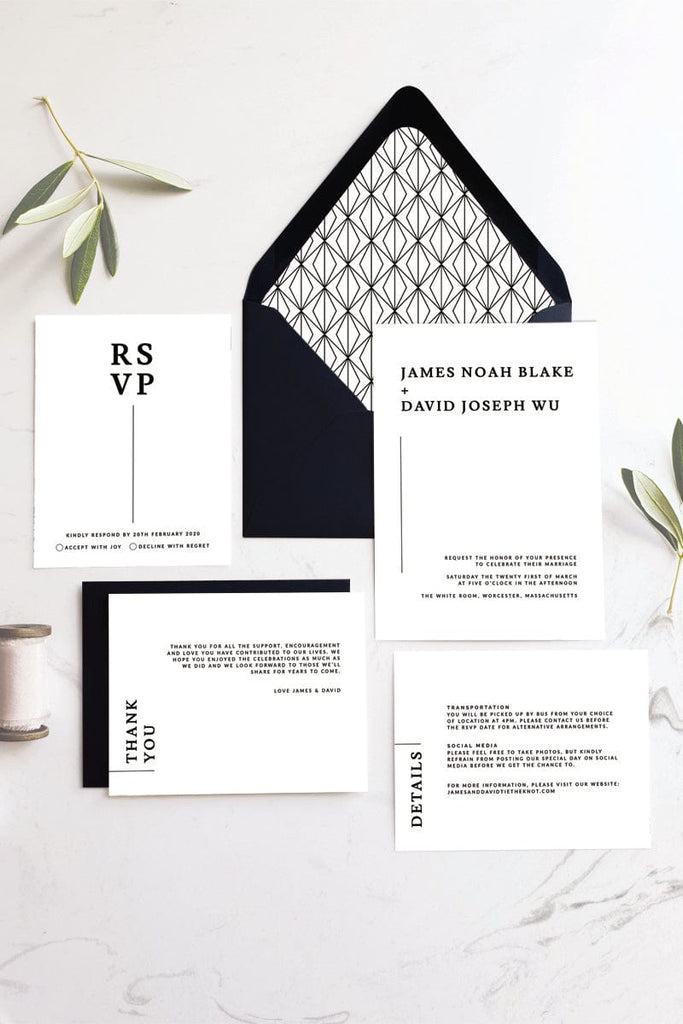 Art Deco Wedding Envelope Liner Template