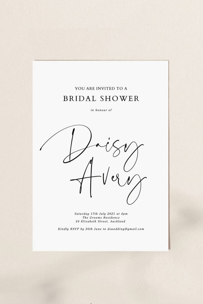 Black and White Bridal Shower Invitation Template