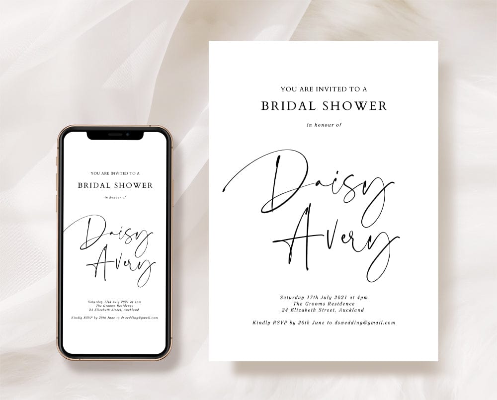 Black and White Bridal Shower Invitation Template