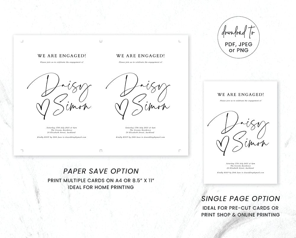 Black and White Engagement Party Invitation Template