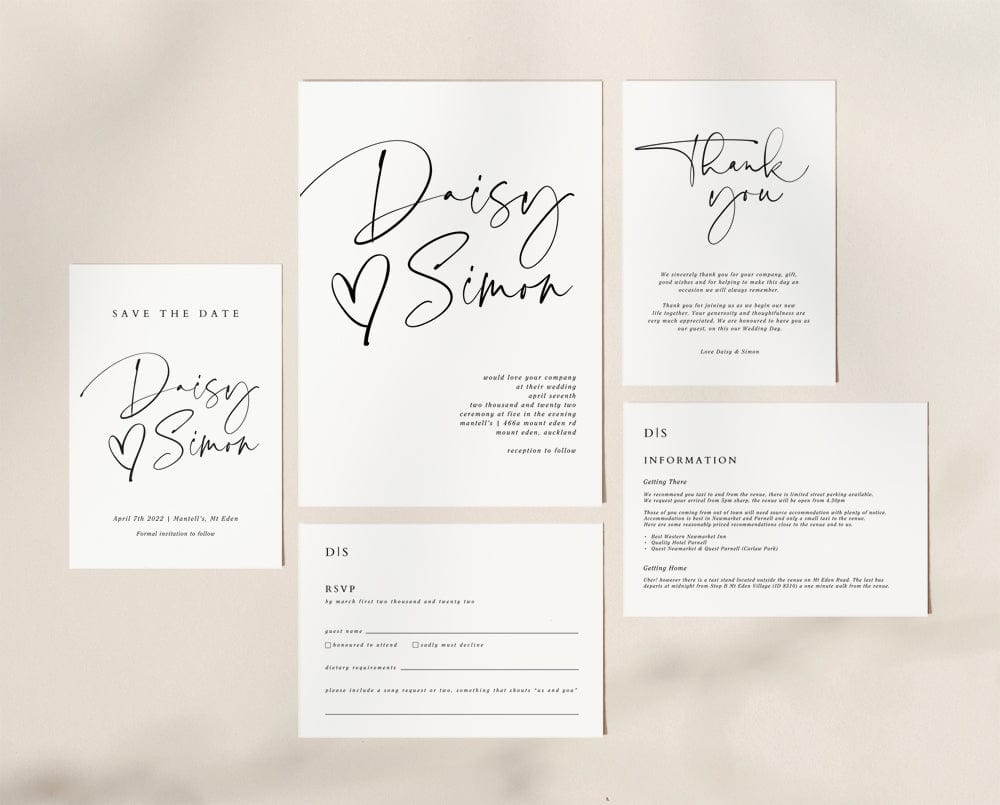 Black and White Wedding Invitation Suite