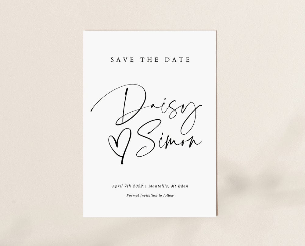 Black and White Wedding Save The Date Card Template