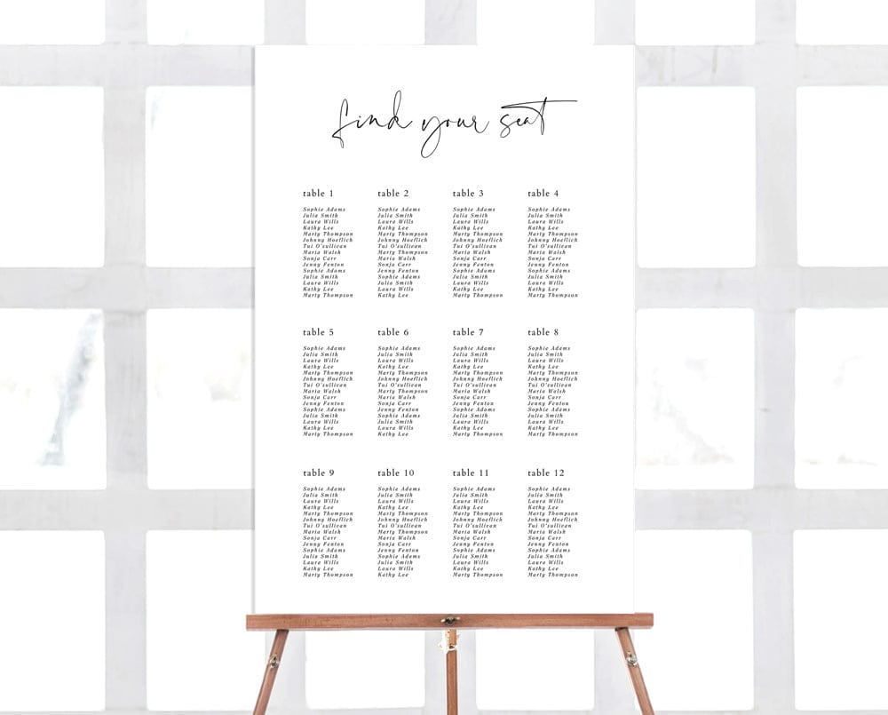 Black and White Wedding Seating Plan Template