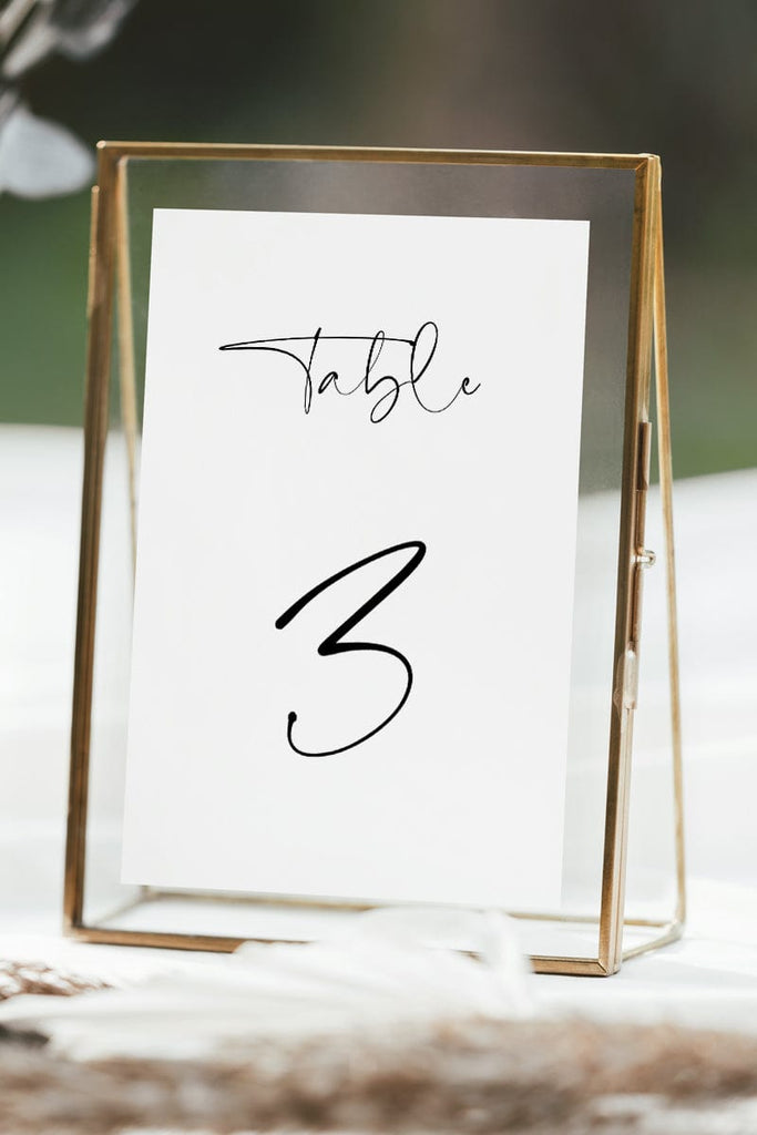 Black and White Wedding Table Number Card Template
