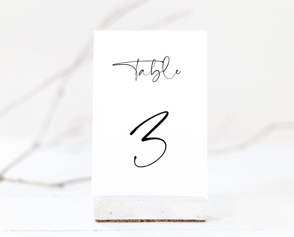 Black and White Wedding Table Number Card Template