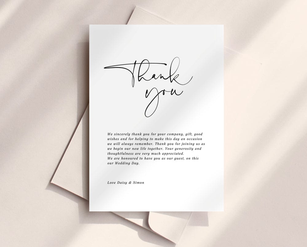 Black and White Wedding Thank You Card Template