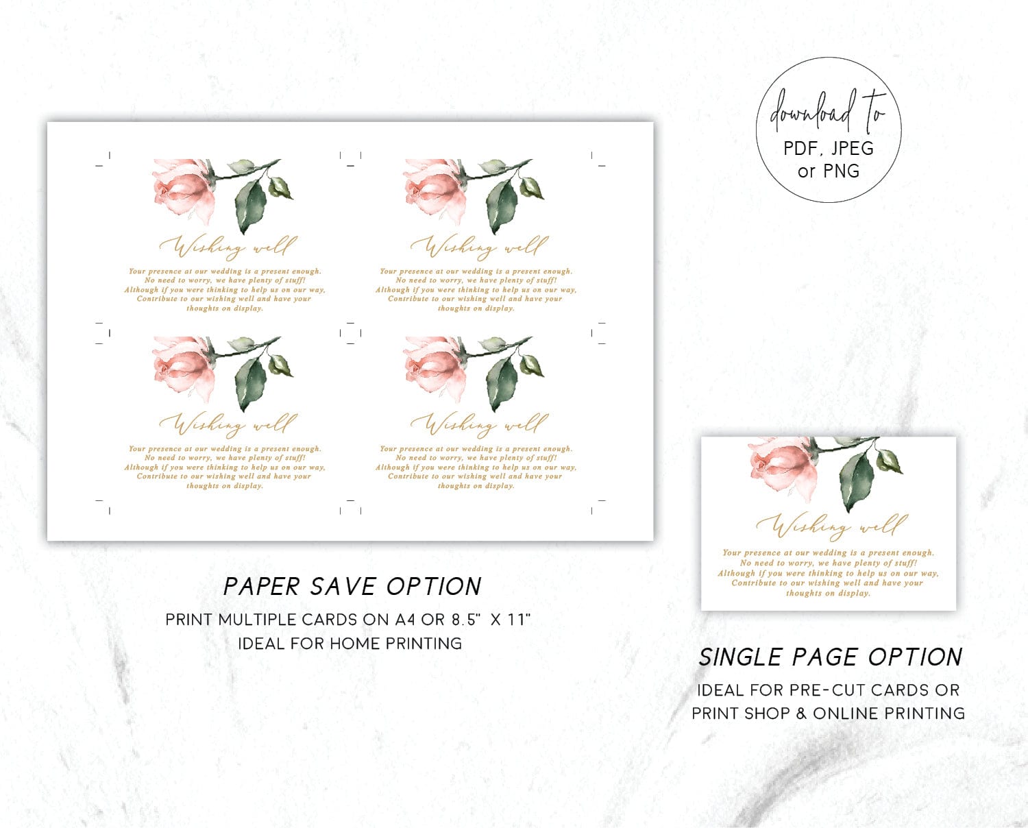 Blush Floral Wishing Well Card Template